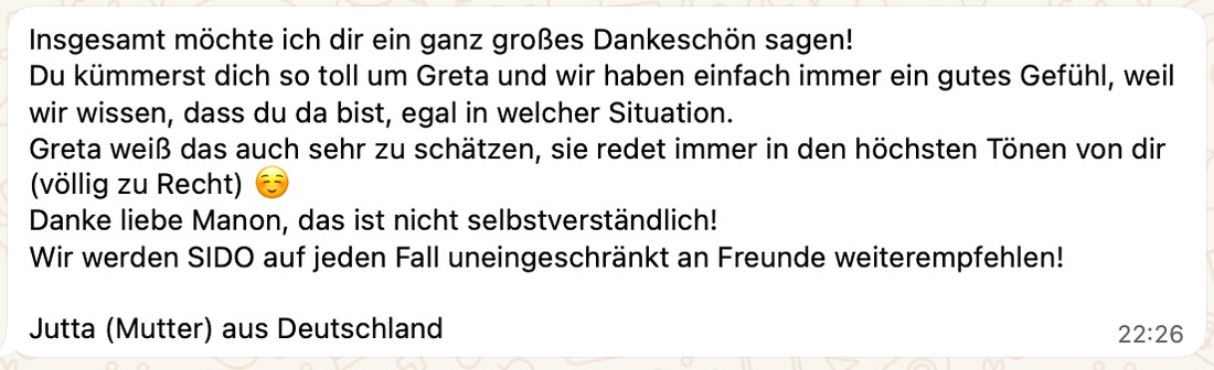 WhatsApp message from Jutta, Mother (Germany)